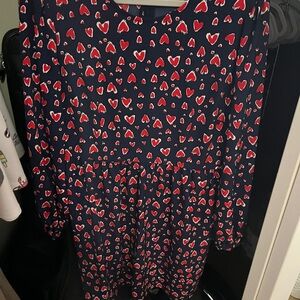 Heart Print Long Sleeve Dress